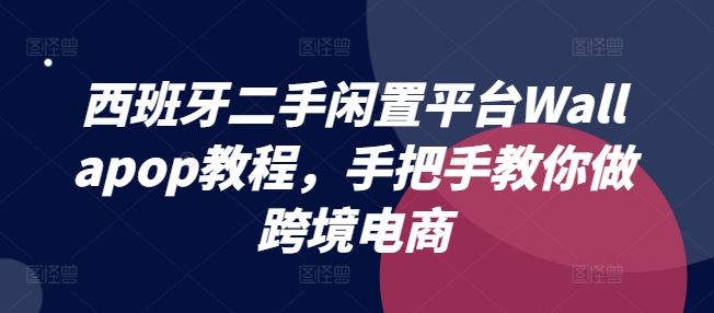 西班牙二手闲置平台Wallapop教程，手把手教你做跨境电商-网创资源站