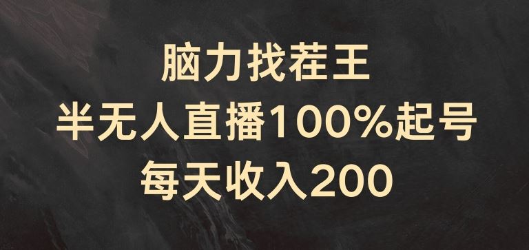 脑力找茬王，半无人直播100%起号，每天收入200+【揭秘】-网创资源站