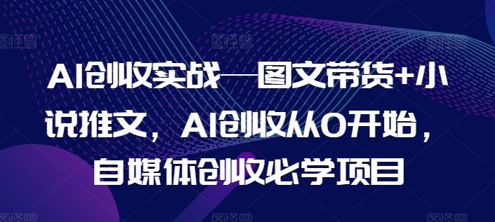 AI创收实战—图文带货+小说推文，AI创收从0开始，自媒体创收必学项目-网创资源站