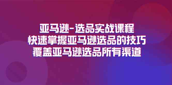 亚马逊选品实战课程，快速掌握亚马逊选品的技巧，覆盖亚马逊选品所有渠道-网创资源站