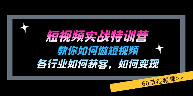 （11729期）短视频实战特训营：教你如何做短视频，各行业如何获客，如何变现 (60节)-网创资源站