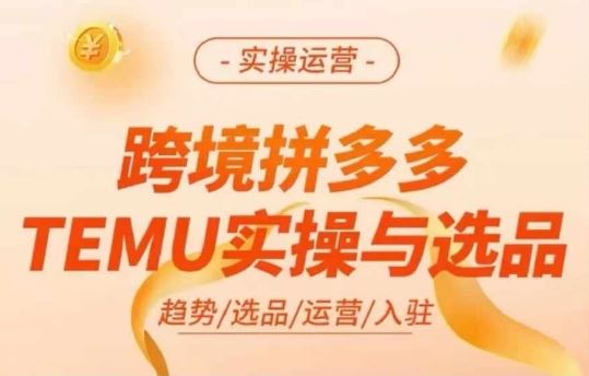 跨境拼多多TEMU实操与选品,多多temu跨境选品运营实操-网创资源站