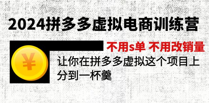 （12024期）2024拼多多虚拟电商训练营 不s单 不改销量  做虚拟项目分一杯羹(更新10节)-网创资源站