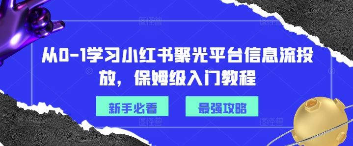 从0-1学习小红书聚光平台信息流投放，保姆级入门教程-网创资源站