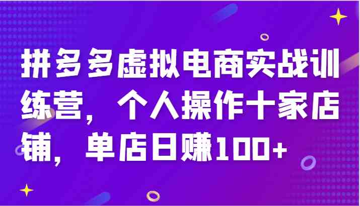 拼多多虚拟电商实战训练营，个人操作十家店铺，单店日赚100+-网创资源站