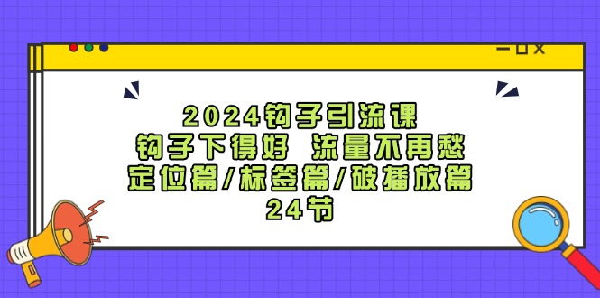 2024钩子引流课：钩子下得好流量不再愁，定位篇/标签篇/破播放篇/24节-网创资源站