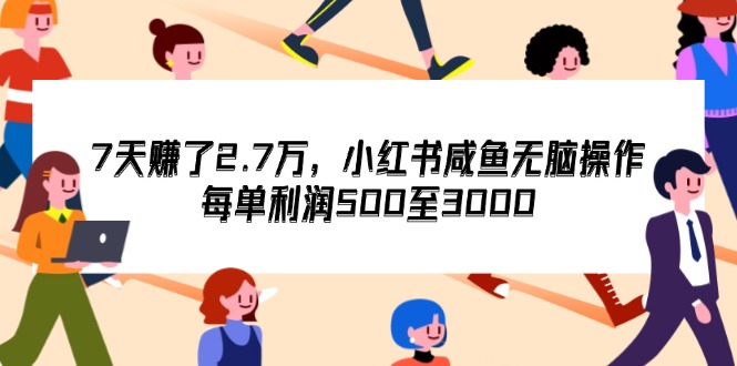（12192期）7天收了2.7万，小红书咸鱼无脑操作，每单利润500至3000-网创资源站