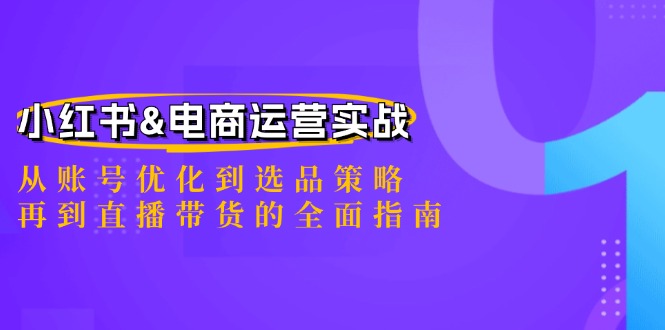 小红书&电商运营实战：从账号优化到选品策略，再到直播带货的全面指南-网创资源站