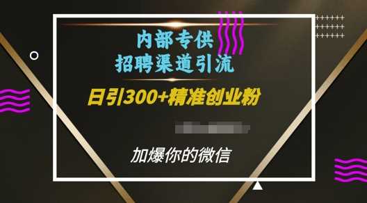 内部招聘渠道日引流300+创业粉,加爆你的微信【揭秘】-网创资源站