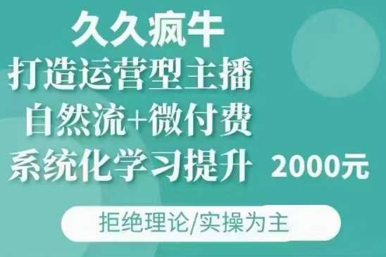 久久疯牛·自然流+微付费(12月23更新)打造运营型主播，包11月+12月-网创资源站