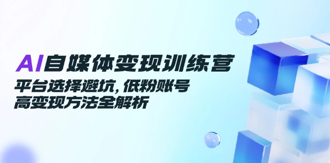 AI自媒体变现训练营，平台选择避坑，低粉账号高变现方法全解析-网创资源站