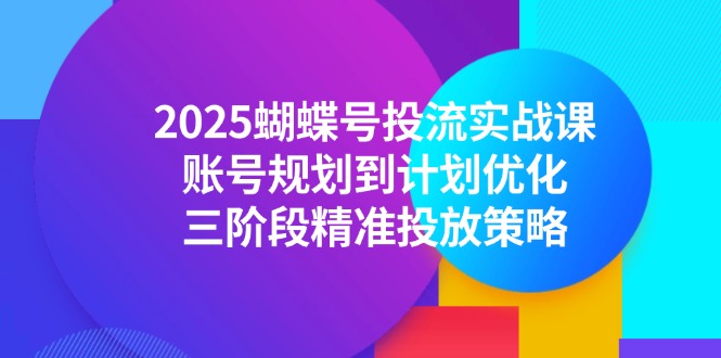 2025蝴蝶号投流实战课，账号规划到计划优化，三阶段精准投放策略-网创资源站