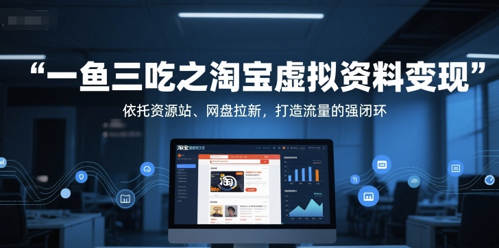 一鱼三吃之淘宝虚拟资料变现，依托资源站、网盘拉新，打造流量的强闭环-网创资源站