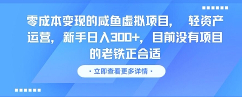 零成本变现的咸鱼虚拟项目， 轻资产运营，新手日入3张+，目前没有项目的老铁正合适-网创资源站