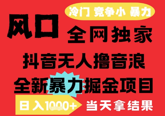 25年6月高爆抖音无人直播最新撸音浪掘金项目，解放双手小白可做，无脑日入1k+，门槛低【揭秘】-网创资源站