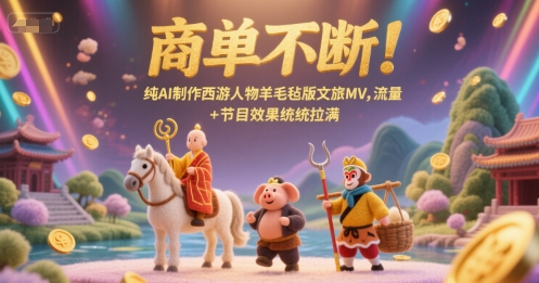 商单不断！纯AI制作西游人物羊毛毡版文旅MV，流量+节目效果统统拉满-网创资源站