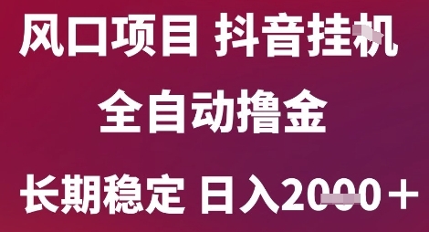 风口项目，六月最新玩法抖音无人挂G，全自动撸金，长期稳定 日入2k+【揭秘】-网创资源站