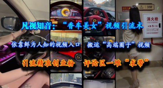 凡视知音：“香车美女”视频引流术，依靠鲜为人知的视频入口，搬运“高端圈子”视频，引流精准创业粉，评论区一堆“求带”-网创资源站