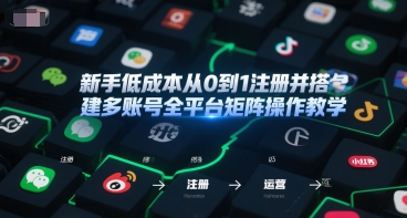 新手低成本从0到1注册并搭建多账号全平台矩阵操作教学，手机号-邮箱-IP-工具-网创资源站