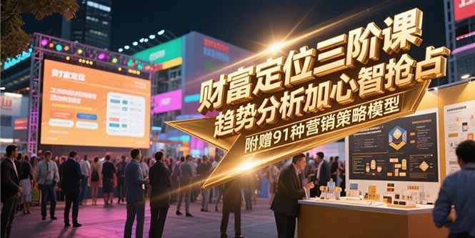 财富定位三阶课，趋势分析加心智抢占，附赠91种营销策略模型-网创资源站