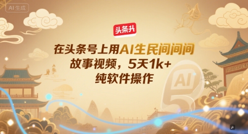 在头条号上用AI生民间故事视频，5天1k+，纯软件操作-网创资源站