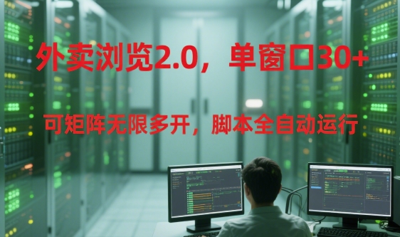 外卖浏览2.0，单窗口30+可矩阵无限多开，脚本全自动运行【揭秘】-网创资源站