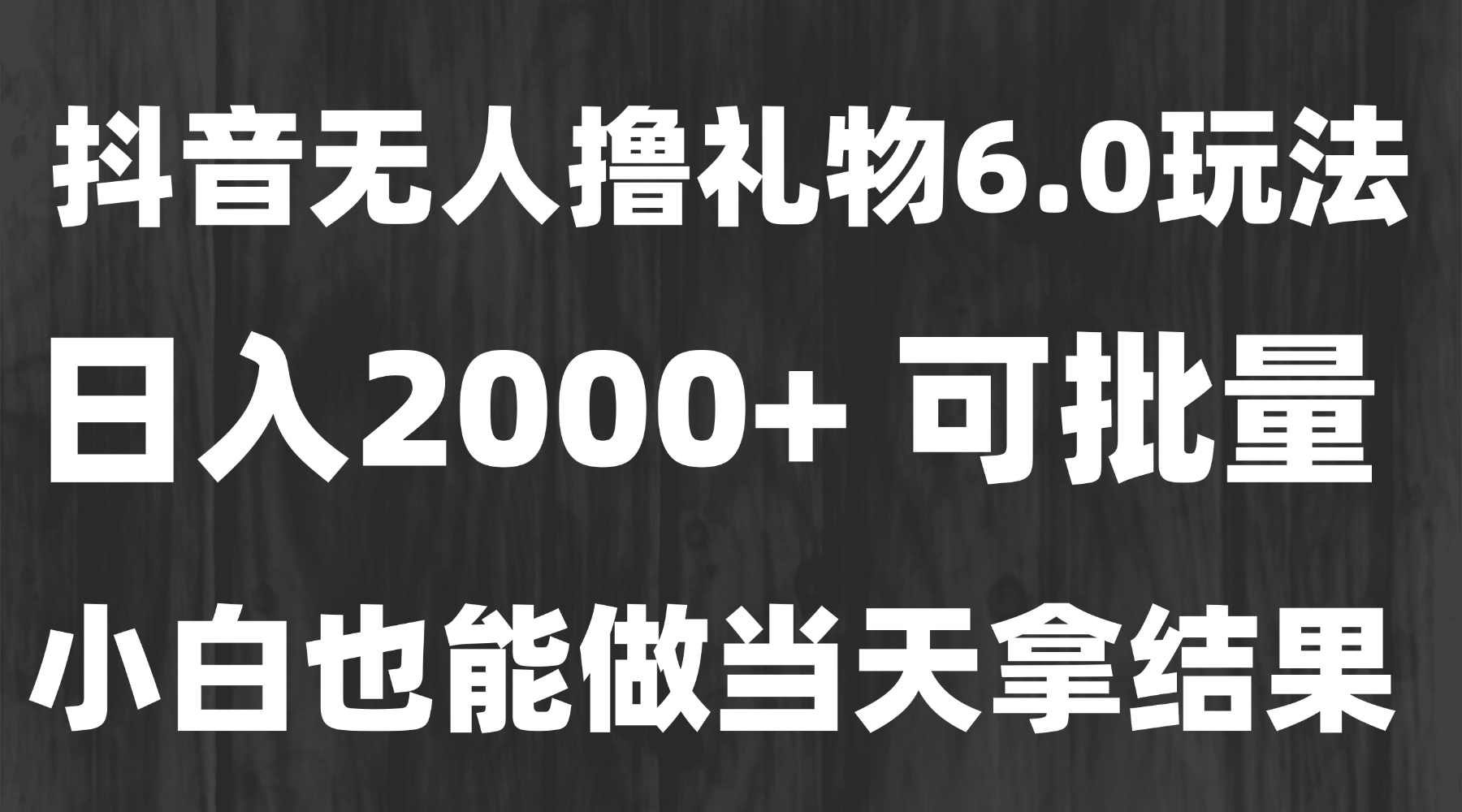 最新风口暴力撸金技术，无人撸礼物，长期稳定 一天收益2000+，小白当天…-网创资源站