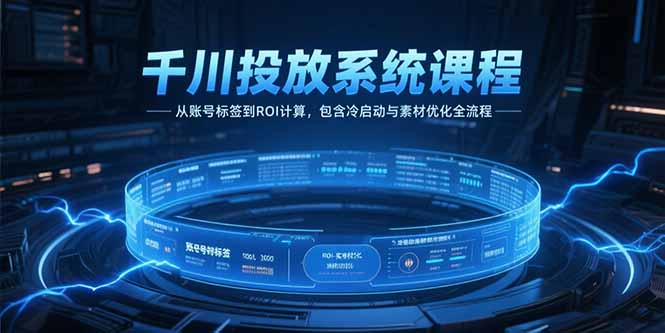 千川投放系统课程，从账号标签到ROI计算，包含冷启动与素材优化全流程-网创资源站