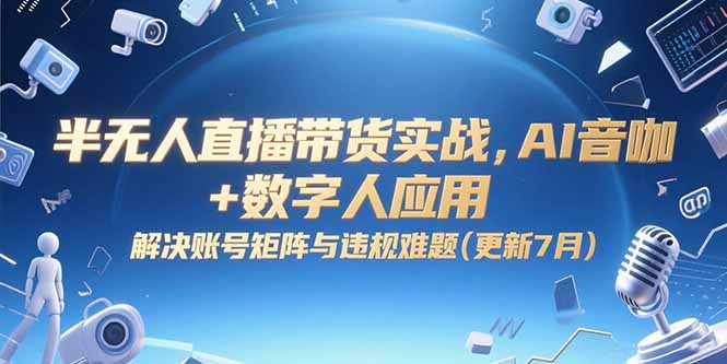 半无人直播带货实战，AI音咖+数字人应用 解决账号矩阵与违规难题(更新7月-网创资源站