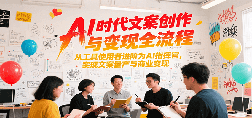 AI时代文案创作与变现全流程，从工具使用者进阶为AI指挥官，实现文案量产与商业变现-网创资源站