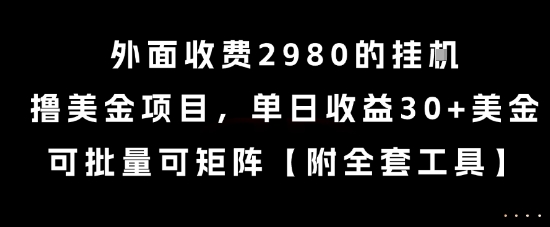 外面收费2980的挂G撸美金项目，单日收益30+美金，可批量可矩阵【揭秘】-网创资源站