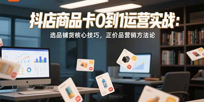 抖店商品卡0到1运营实战：选品铺货核心技巧，正价品营销方法论-网创资源站