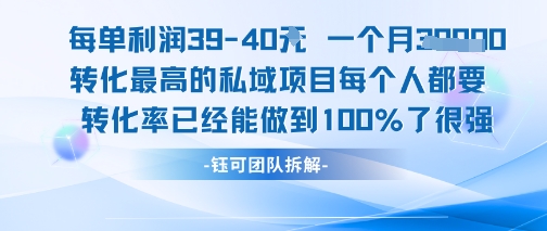 每单利润40一个月7k+转化最高的私域项目，每个人都要的产品转化率已经能做到100%-网创资源站