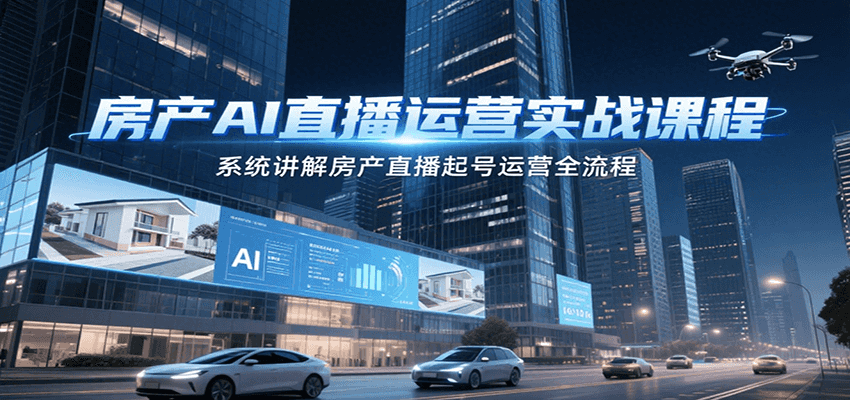 房产AI直播运营实战课程，系统讲解房产直播起号运营全流程-网创资源站
