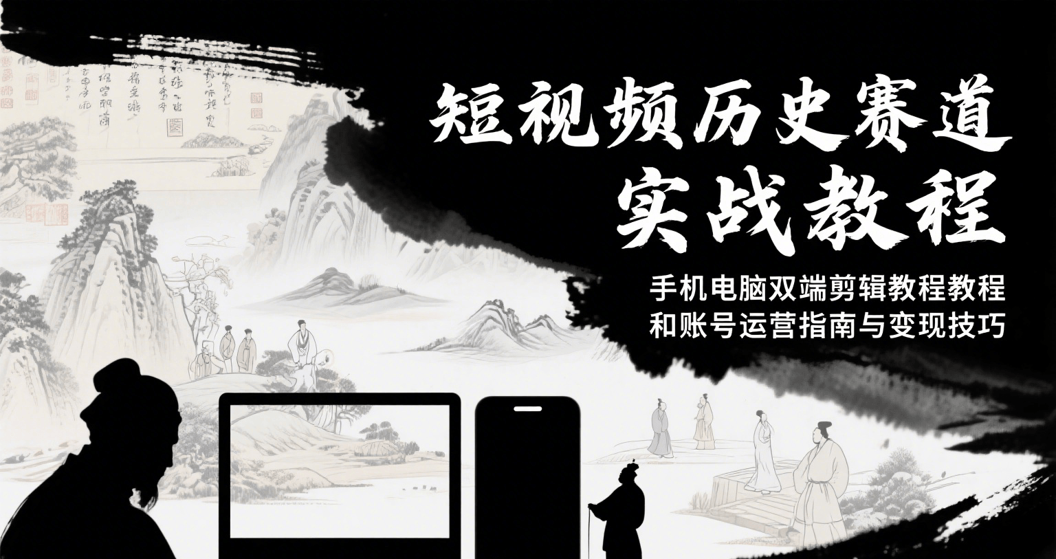 短视频历史赛道实战教程，手机电脑双端剪辑教程和账号运营指南与变现技巧-网创资源站