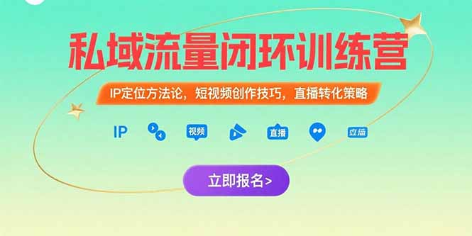 私域流量闭环训练营：IP定位方法论，短视频创作技巧，直播转化策略-网创资源站
