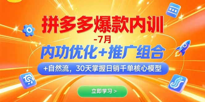 拼多多爆款内训-7月 内功优化+推广组合+自然流 30天掌握日销千单核心模型-网创资源站