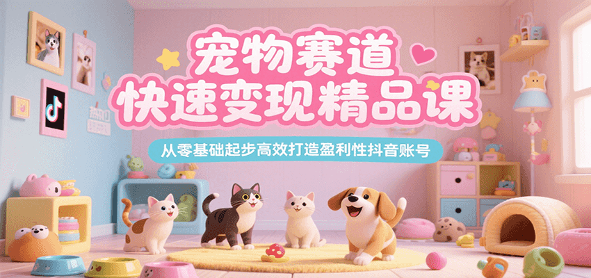 宠物赛道快速变现精品课，从零基础起步高效打造盈利性抖音账号-网创资源站