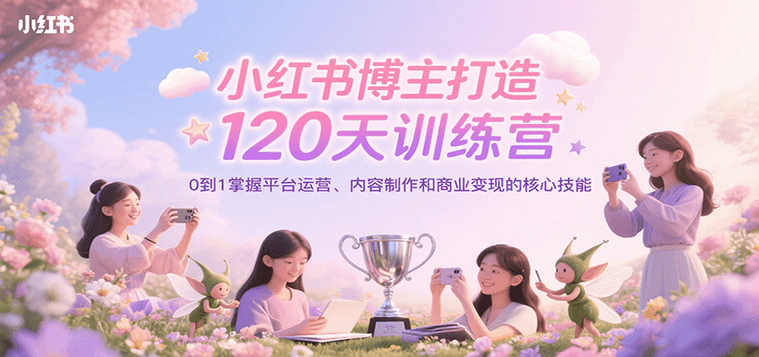 小红书博主打造120天训练营，0到1掌握平台运营、内容制作和商业变现-网创资源站