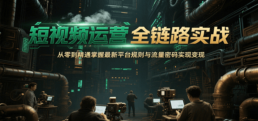 短视频运营全链路实战，从零到精通掌握最新平台规则与流量密码实现变现-网创资源站