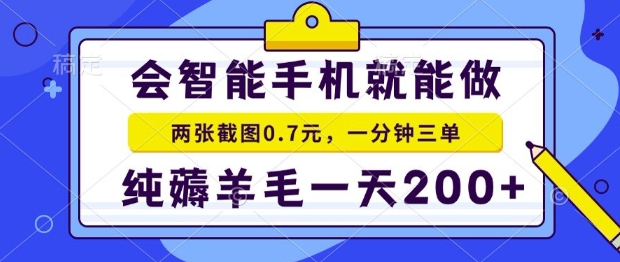 2025年零撸手机项目，二十秒一单，纯薅羊毛，一天200+做就有【揭秘】-网创资源站