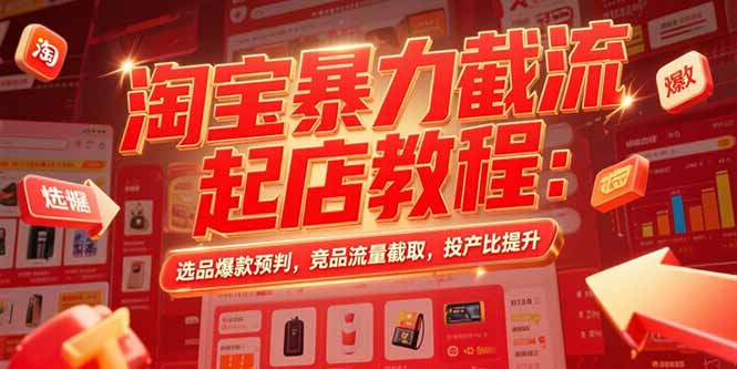 淘宝暴力截流起店教程：选品爆款预判，竞品流量截取，投产比提升-网创资源站