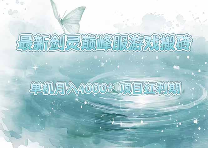 最新剑灵巅峰服游戏搬砖，项目红利期，单机稳定4000+操作简单好上手-网创资源站