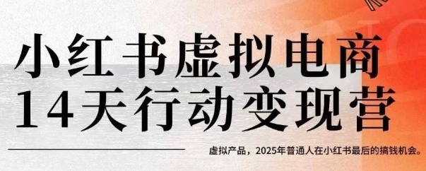 小红书虚拟电商14天变现训练营，虚拟产品，2025年普通人在小红书最后的搞钱机会-网创资源站