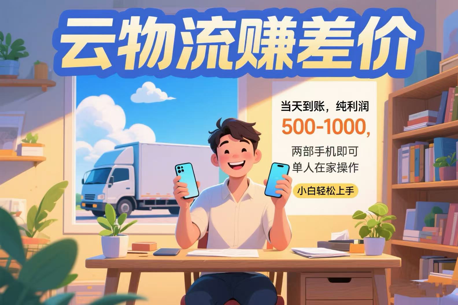 云物流赚差价 当天到账纯利润500-1000 两部手机即可 可单人在家操作 小…-网创资源站
