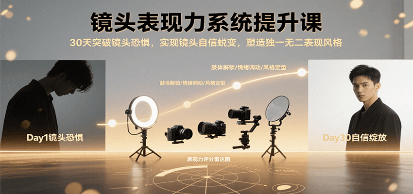 镜头表现力系统提升课，30天突破镜头恐惧实现自信蜕变，塑造独一无二表现风格-网创资源站