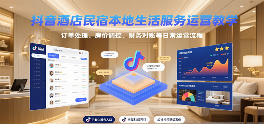 抖音酒店民宿本地生活服务运营教学，订单处理、房价调控、财务对账等日常运营流程-网创资源站