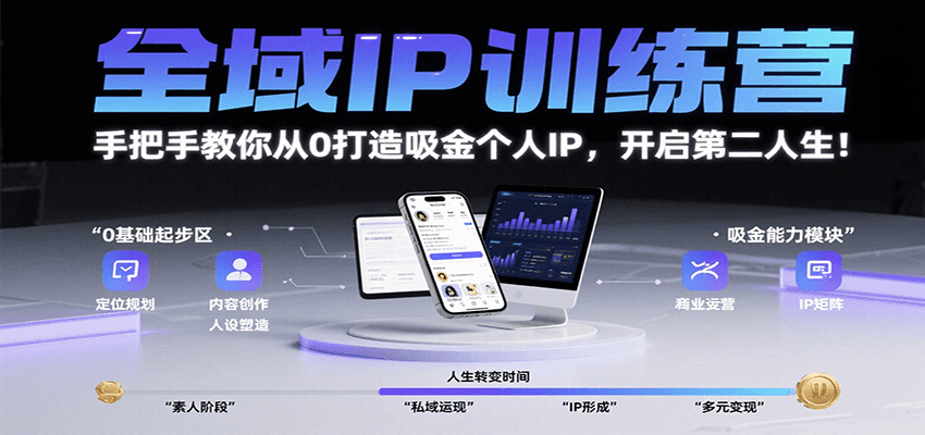 全域IP训练营，手把手教你从0打造吸金个人IP，开启第二人生！-网创资源站