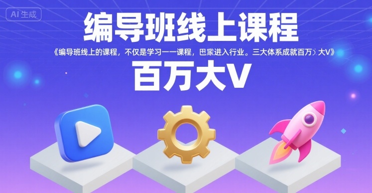 编导班线上课程，不仅是学习一门课程，更是进入一个行业，三大体系成就百万大V-网创资源站