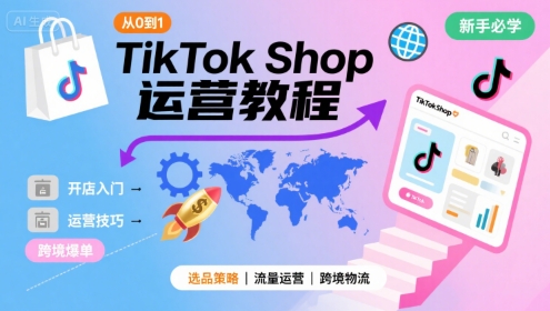 TikTok Shop从0到1运营教程，TikTok跨境电商新手必学课程-网创资源站